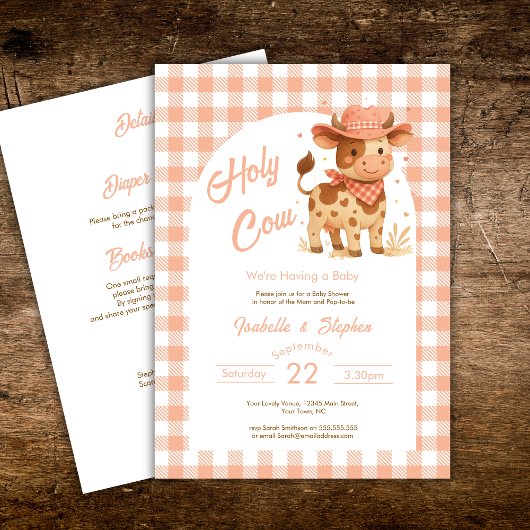Invitation Vache sacrée, nous avons un bébé Rustique avec dét