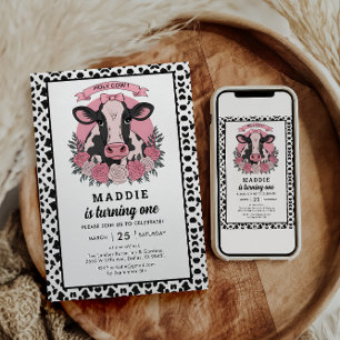 Invitation Vache Sainte Je Suis Une Cowgirl 1ère Fête d'Anniv