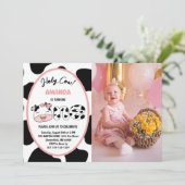 Invitation Vache sainte Je suis une fille 1er anniversaire Ph (Debout devant)