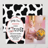 Invitation Vache sainte Je suis une fille 1er anniversaire Ph (Devant / Derrière)