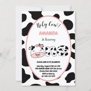 Invitation Vache Sainte Je Suis Une Fille 1ère Fête d'Anniver