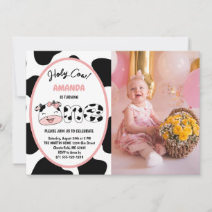 Invitation Vache Sainte Je Suis Une Fille Photo D'anniversair