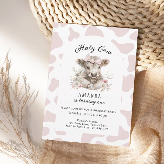 Invitation Vache sainte Je suis une vache fille 1er anniversa
