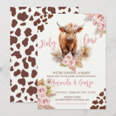 Invitation Vache sainte Nous avons un baby shower bébé fille (Devant / Derrière)