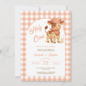 Invitation Vache sainte Nous avons un bébé Pêche rustique Pla (Devant)