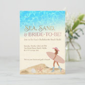 Invitation Vachère Côtière Bachelorette Beach Sea Sable Plage (Debout devant)