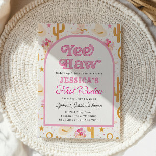 Invitation Vacheresse Rose Premier Rodéo Fille 1er Anniversai