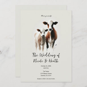 Invitation Vaches aquarelle Mariage rustique minimal