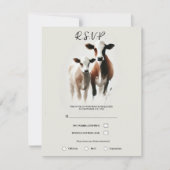 Invitation Vaches aquarelle Mariage rustique minimal (Devant)