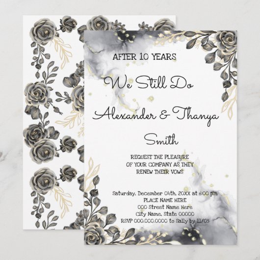 Invitation Vaches de renouvellement pour l'anniversaire du Ma (Devant / Derrière)