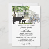 Invitation Vaches et tracteur Country Farm Mariage (Devant)