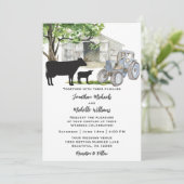 Invitation Vaches et tracteur Country Farm Mariage (Debout devant)