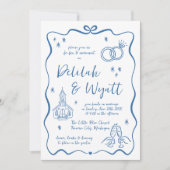 Invitation Vaches lunaires | Doodles à main | Mariage (Devant)