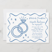 Invitation Vaches lunaires | Main tirée | Fêtes de fiançaille (Devant)