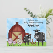 Invitation Vaches mignonnes et Baby shower des animaux de fer (Debout devant)