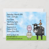 Invitation Vaches mignonnes et Baby shower des animaux de fer (Dos)