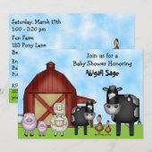 Invitation Vaches mignonnes et Baby shower des animaux de fer (Devant / Derrière)