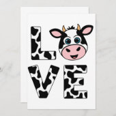 Invitation Vaches mignonnes J'aime (Devant / Derrière)