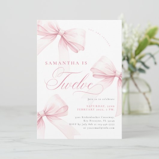 Invitation Vaches roses Douze Anniversaire (Debout devant)