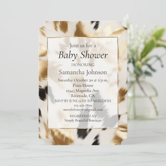 Invitation Vachette blanche à crème noire de l'Ouest (Debout devant)