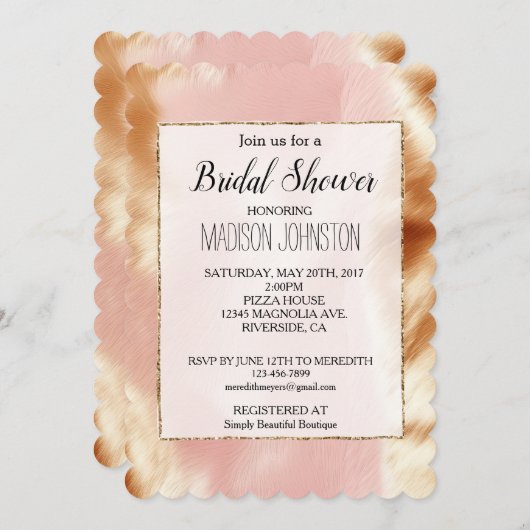 Invitation Vachette blanche Brown rose occidentale (Devant / Derrière)