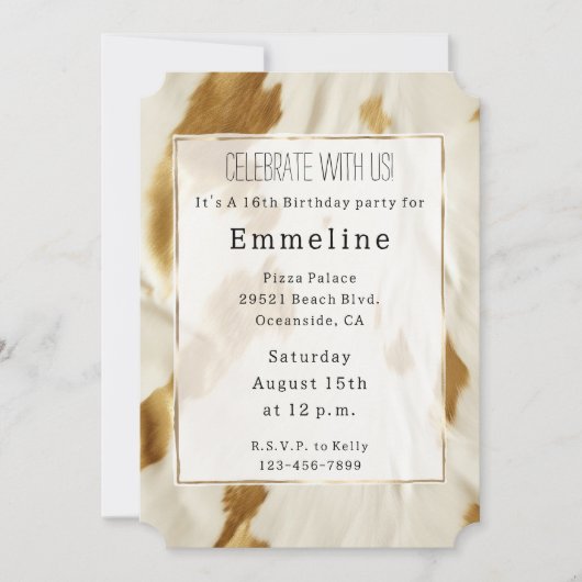 Invitation Vachette blanche dorée du sud-ouest (Devant)