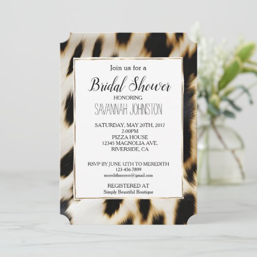 Invitation Vachette blanche noire (Debout devant)