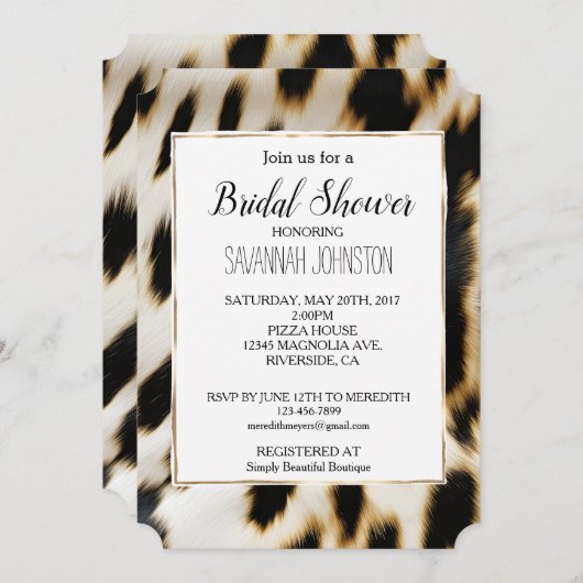 Invitation Vachette blanche noire (Devant / Derrière)