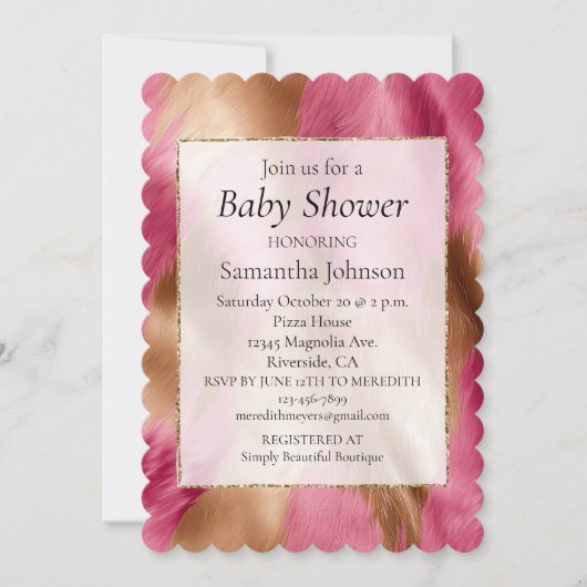 Invitation Vachette dorée rose de l'Ouest (Devant)