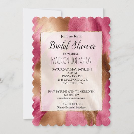 Invitation Vachette dorée rose de l'Ouest (Devant)