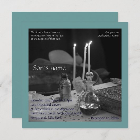 Invitation Vaftisi bleu (Devant / Derrière)