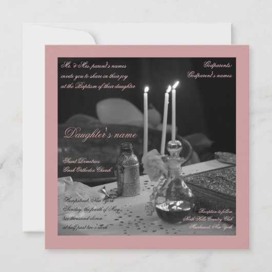 Invitation Vaftisi rose (Devant)