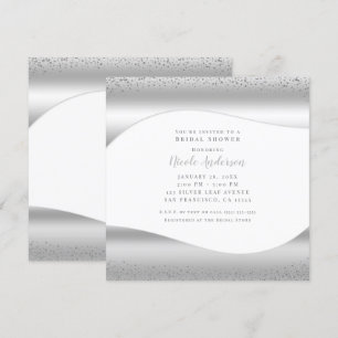 Invitation Vague Argenté Étincelle Paillettes Luxe Réception