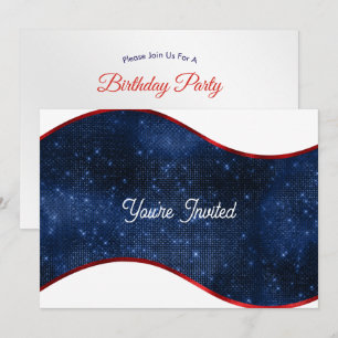 Invitation Vague Bleu Patriotique Anniversaire