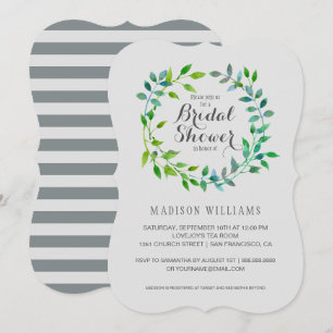 Invitation Vague de feuilles vertes d'aquarelle  Fête de l'ma