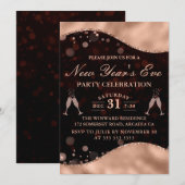 Invitation Vague d'or Brown et Rose à la frontière du Nouvel  (Devant / Derrière)