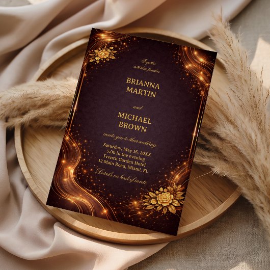 Invitation Vague dorée Luxueuse