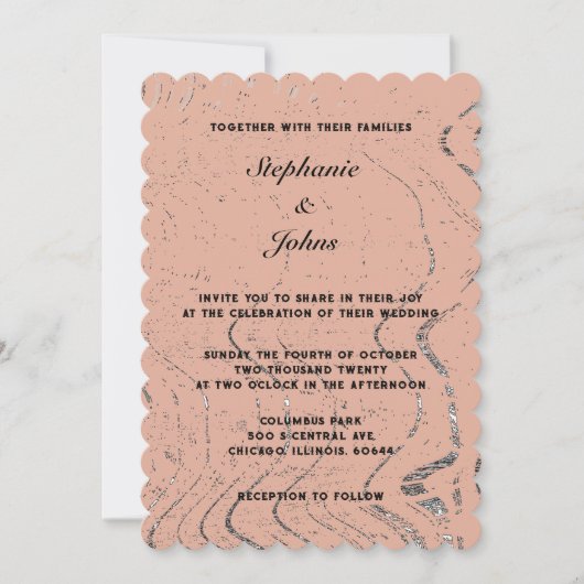 Invitation Vague en terre cuite Abstrait  pétoncle Mariage bo (Devant)