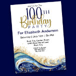 Invitation Vague océanique moderne 100e anniversaire<br><div class="desc">Vague Océanique Moderne 100e Invitation Anniversaire Pour Les Femmes. Il Est Facile De Modifier L'Exemple De Texte En Cliquant Personnaliser Ce Modèle. Cliquez Sur Modifier À L'Aide De L'Outil De Conception Pour Modifier Le Type De Police, La Couleur De Police, La Taille De Police Ou Pour Ajouter/Supprimer/Modifier Le Texte Ou...</div>