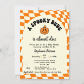 Invitation Vague Rétro À damiers un Éffrayant Baby shower Dud (Devant)