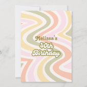 Invitation Vague rétro Super Fleur verte 40e anniversaire (Dos)