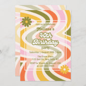 Invitation Vague rétro Super Fleur verte 40e anniversaire (Devant / Derrière)