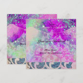 Invitation VAGUES ABSTRAITES Mariage bleu, violet rose Fête d (Devant / Derrière)