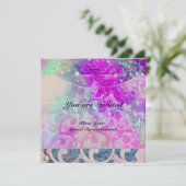 Invitation VAGUES ABSTRAITES Mariage Fête Bleu, Violet Rose (Debout devant)