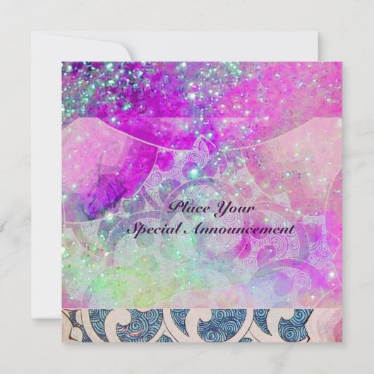 Invitation VAGUES ABSTRAITES Mariage Fête Bleu, Violet Rose (Dos)