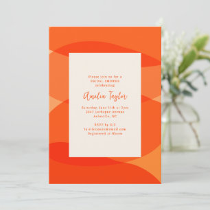 Invitation Vagues Abstraites Orange Clair Fête de Mariage Rét