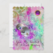 INVITATION VAGUES ABSTRAITES ROSE BLEU VIOLET COQUILLAGES, PA (Dos)