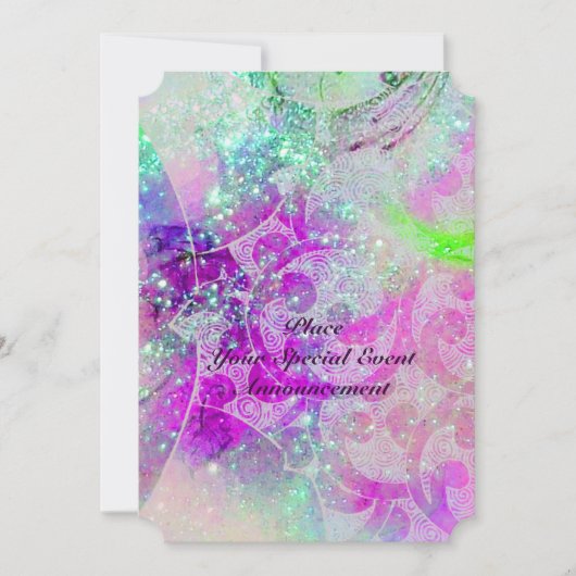 INVITATION VAGUES ABSTRAITES ROSE TURQUOISE BLEU VIOLET EN ÉT (Devant)