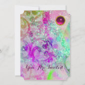 INVITATION VAGUES ABSTRAITES ROSE TURQUOISE BLEU VIOLET EN ÉT (Dos)