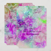INVITATION VAGUES ABSTRAITES ROSE TURQUOISE BLEU VIOLET EN ÉT (Devant / Derrière)